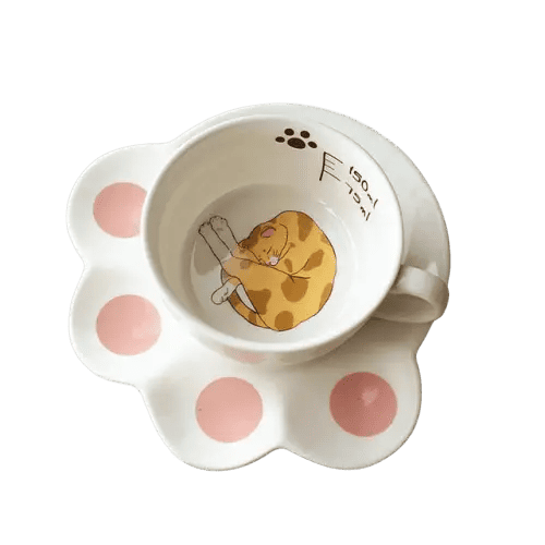 Tazza Gatto <Br> Piattino Zampa